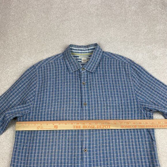 Carbon2cobalt Shirt Men Med Blue Textured Button Up Long Sleeve Cotton Plaid - Picture 11 of 13